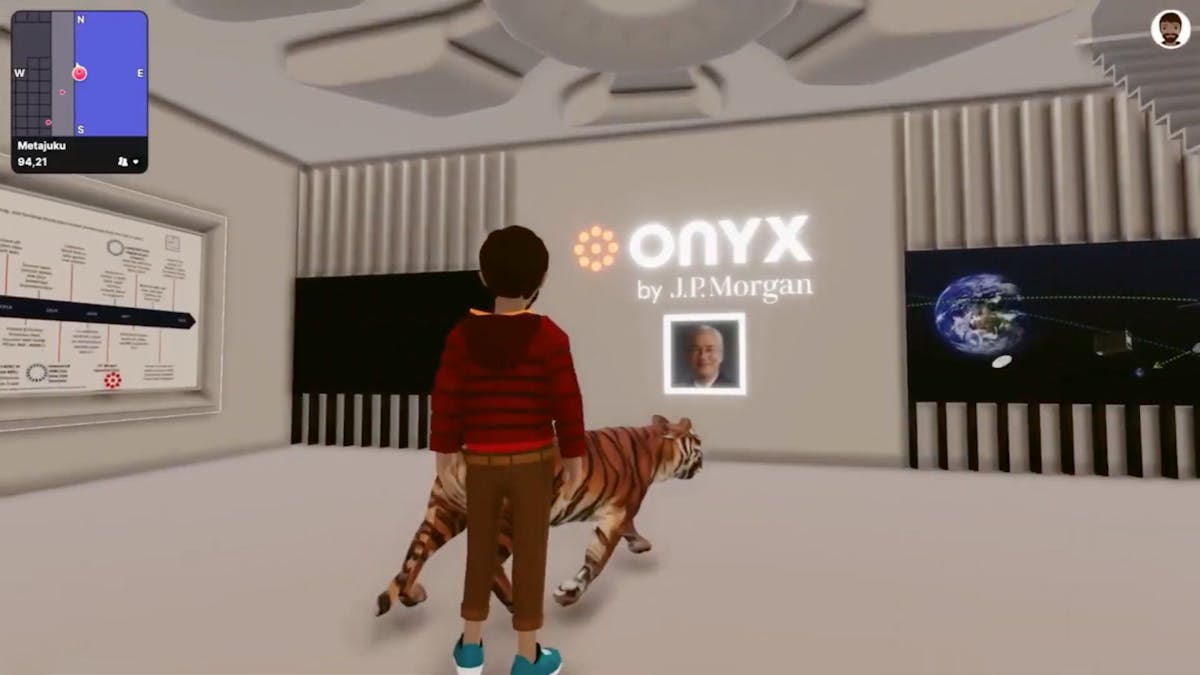 JPMorgan Onyx blockchain loyalty rewards logo and example