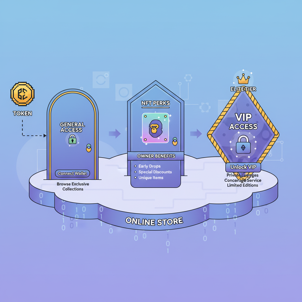 exclusive token-gated online store with NFT perks and VIP access doors